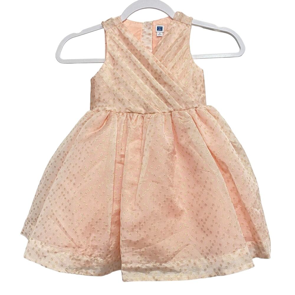 Janie and Jack Beautiful Peach Easter Overlay Dress Size 3 Girls Pleatedβ